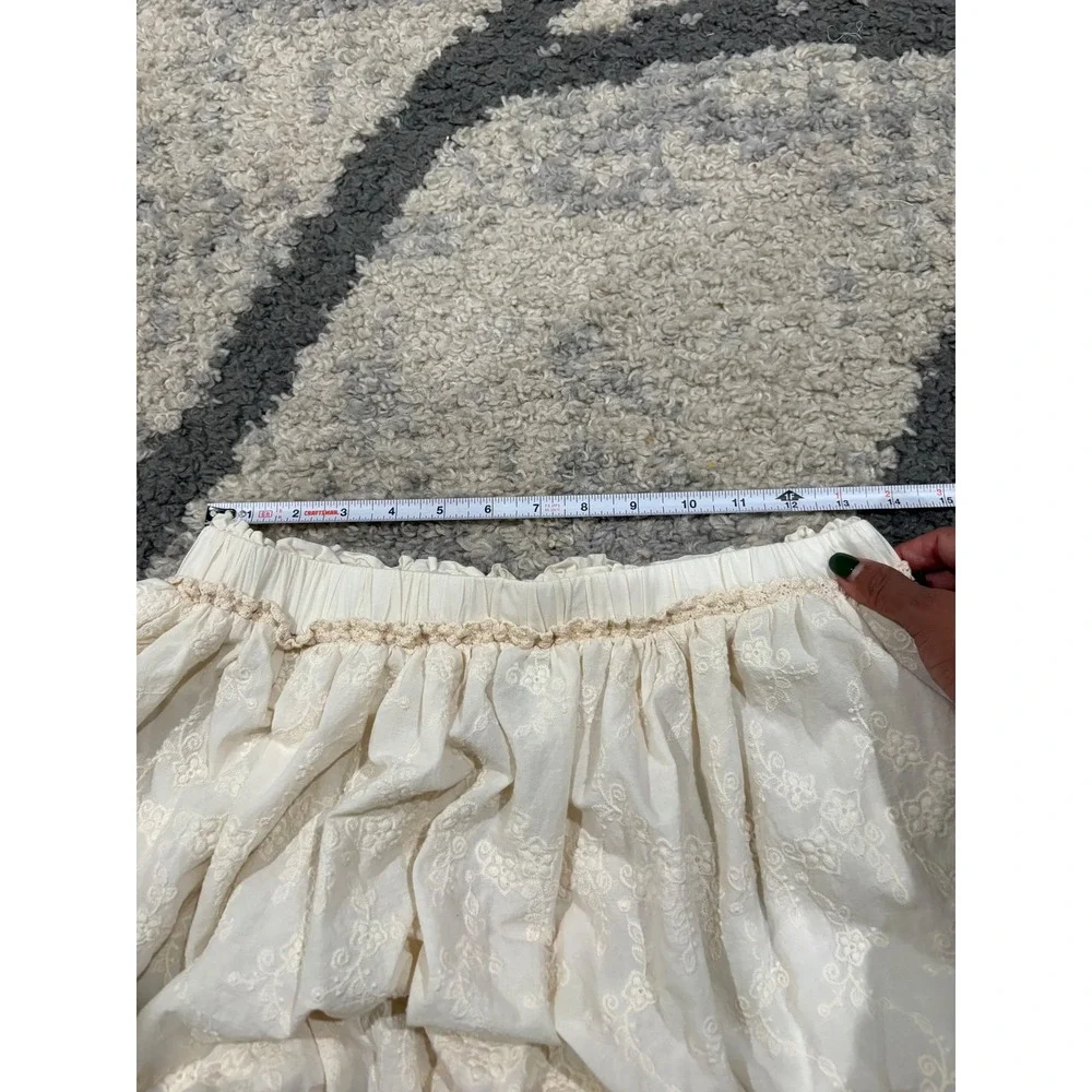 Jaded Gypsy Dream Of You Skirt Cream Cotton Lace Boho Prairie Midi L/XL xx